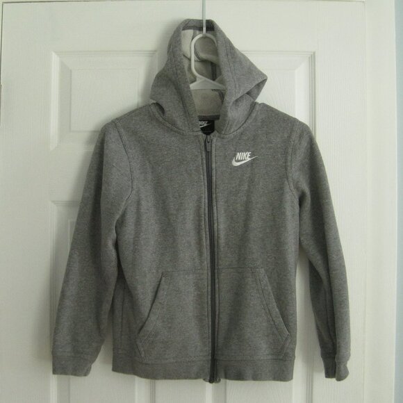 Nike Boys Sportswear Club Full-Zip Fleece Hoodie Light Grey Sz M Cotton Blend - Picture 1 of 7